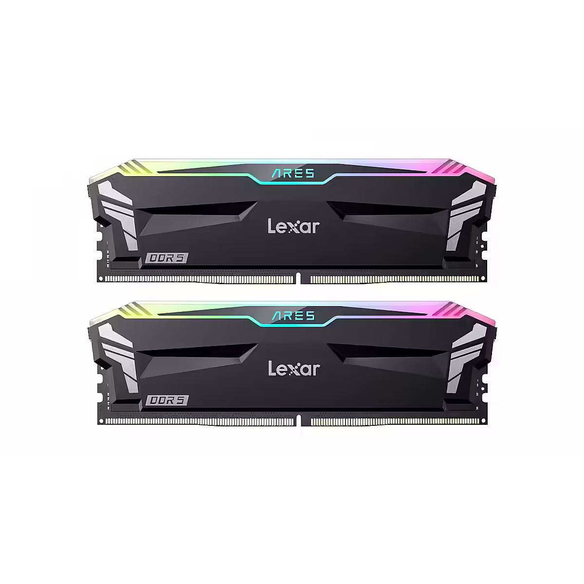 32GB Lexar® Ares DDR5 7200 Memory with heatsink and RGB lighting, Dual pack, Black Color