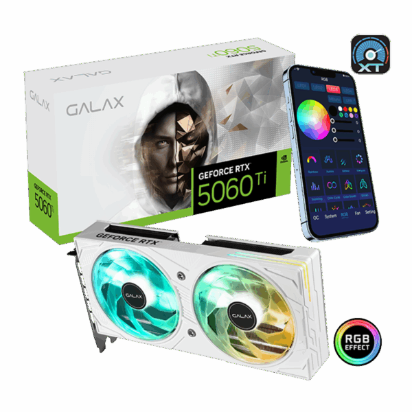 B67D Black GF RTX5060 Ti 1-Click OC White PCI-E 8GB / GDDR7 128BIT W/DP/DP/DP/HDMI/Cooling Fan