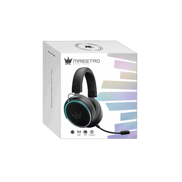 HOF Maestro H1 Gloss Black Gaming headset USB 7.1 Channel  RGB Rainbow light compatible with gaming Pad